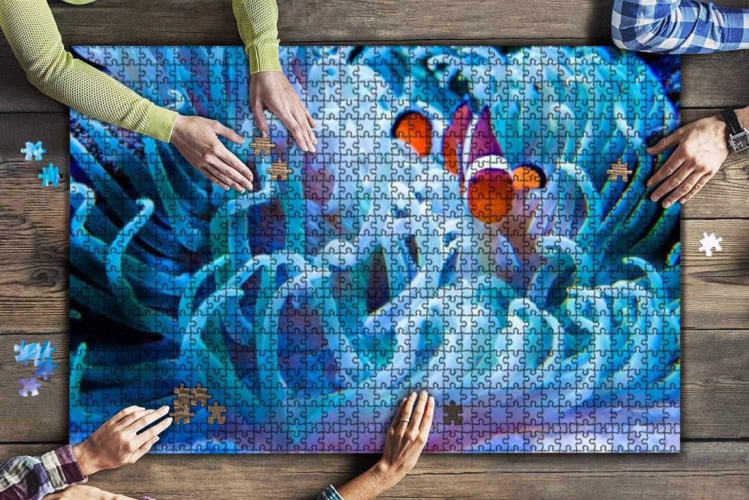 500 Piece Clown Fish in Sea Anemonefish Large Piece Jigsaw Puzzles for Adults Educational Toy for Kids Creative Games Entertainment Wooden Puzzles Home Decor