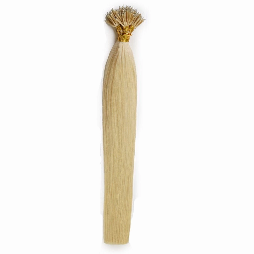 50 Strands Micro Nano Rings Hair Straight Double Drawn Remy Human Hair Extensions (22" 1.0g/s, 60 Platinum Blonde)