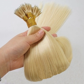 50 Strands Micro Nano Rings Hair Straight Double Drawn Remy Human Hair Extensions (22" 1.0g/s, 60 Platinum Blonde)