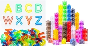 52 Pcs Translucent Capital Letters – Translucent Number Blocks – Plastic Alphabet Letters for Kids – Ideal for Light Table Manipulatives & Educational Play, Vibrant Colors for Creativity an
