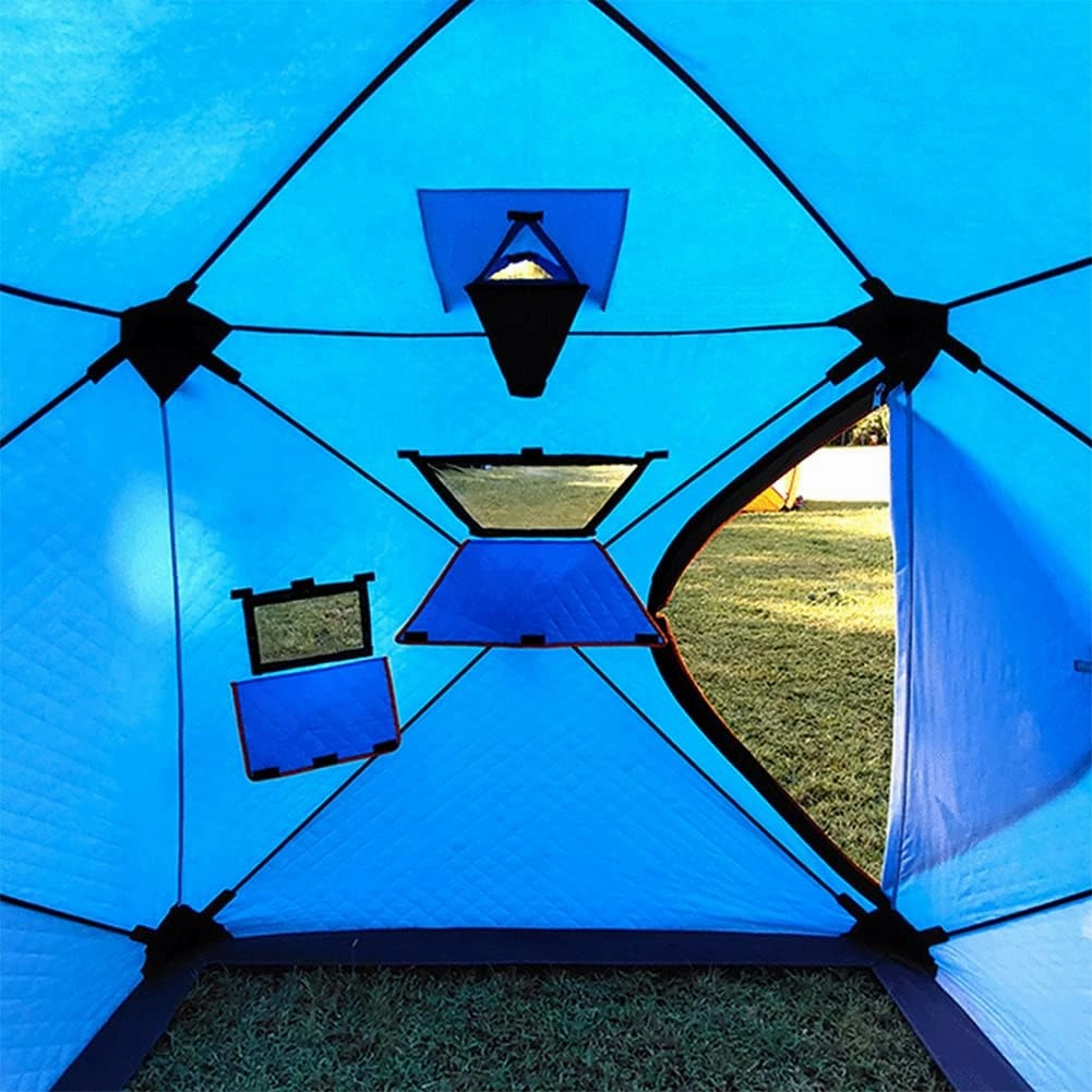 5-8 Person Winter Ice Fishing Tent Large Winter Ice Fishing Tent Warm Camping Tourist Tent, 240 * 240 * 190cm (Camouflage 5~8 People) (Blue 5~8 People)