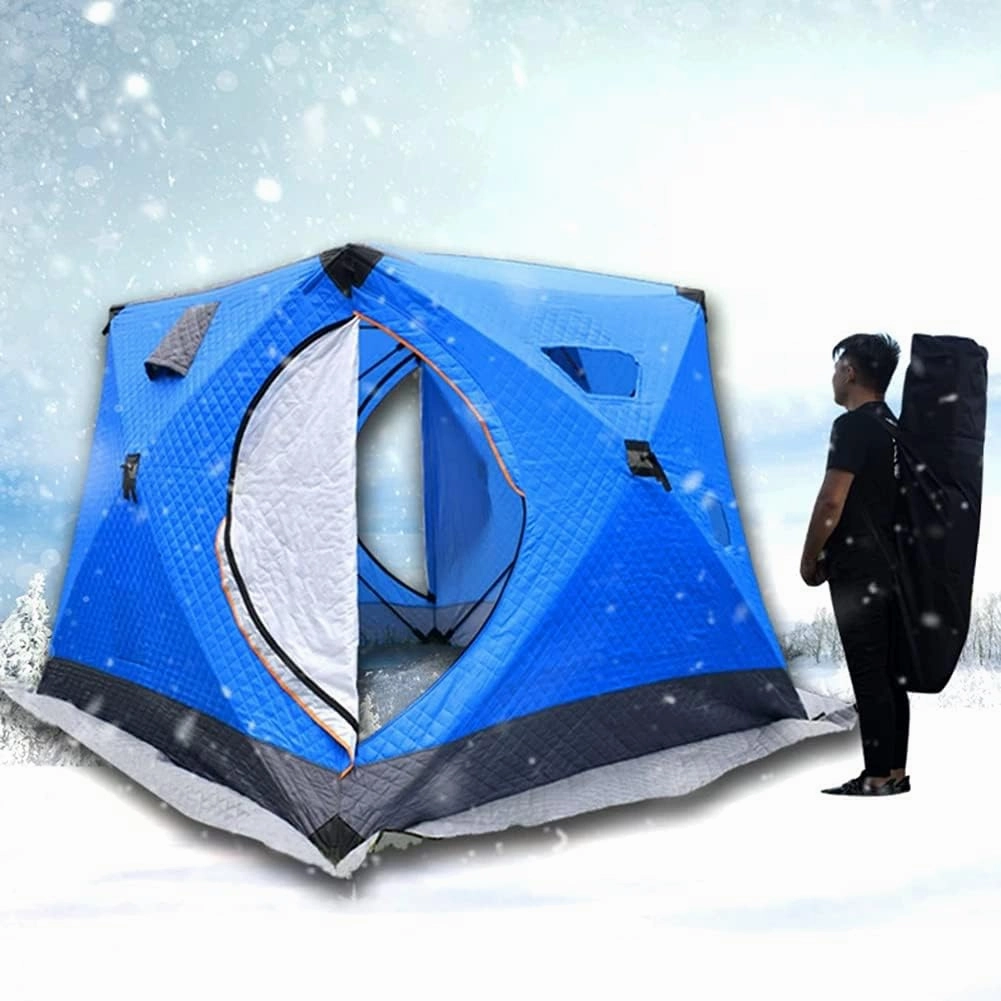 5-8 Person Winter Ice Fishing Tent Large Winter Ice Fishing Tent Warm Camping Tourist Tent, 240 * 240 * 190cm (Camouflage 5~8 People) (Blue 5~8 People)