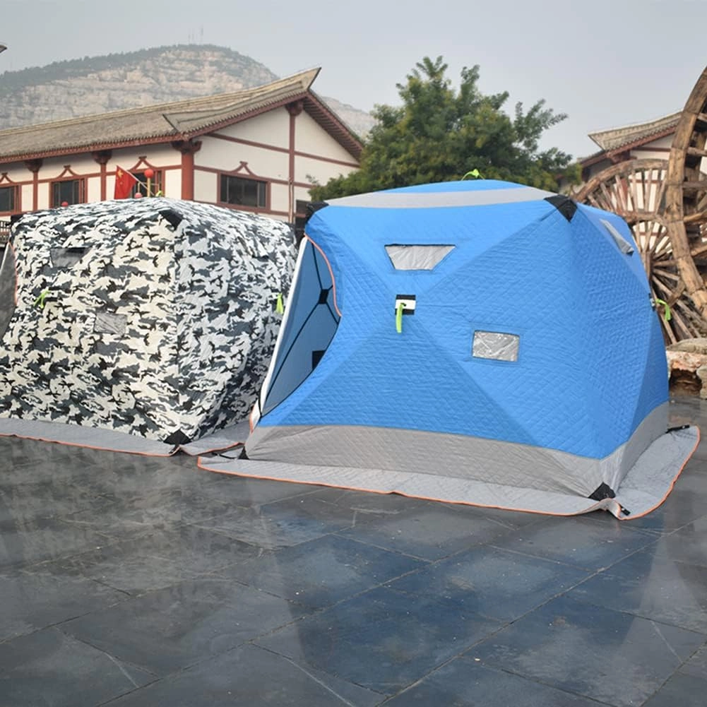 5-8 Person Winter Ice Fishing Tent Large Winter Ice Fishing Tent Warm Camping Tourist Tent, 240 * 240 * 190cm (Camouflage 5~8 People) (Blue 5~8 People)