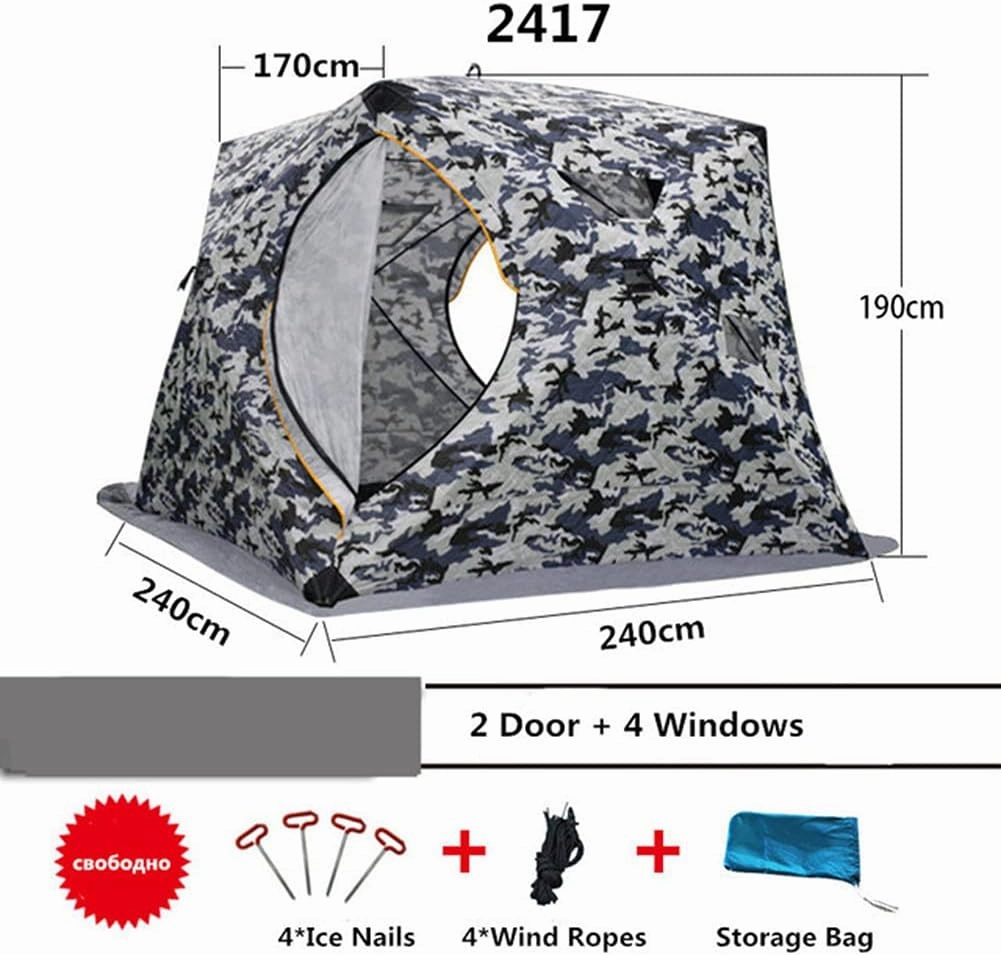 5-8 Person Winter Ice Fishing Tent Large Winter Ice Fishing Tent Warm Camping Tourist Tent Outdoor Camping Tent for Ice Fishing (Camouflage 5~8 People) (Camouflage 5~8 People)