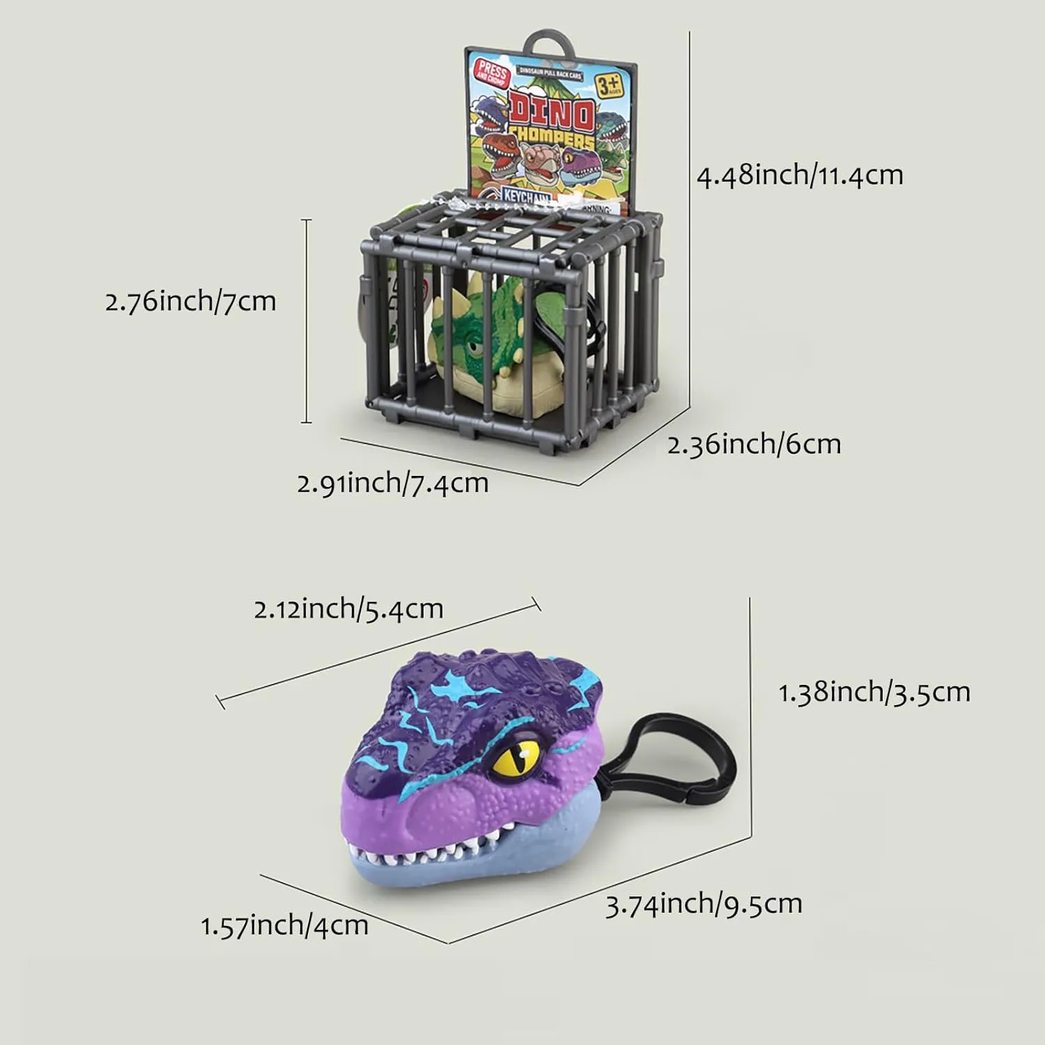 6 PCS Mini Dinosaur Toy Pull Back Cars, Dinosaur Keychain Toys Educational Toy (Velociraptor)