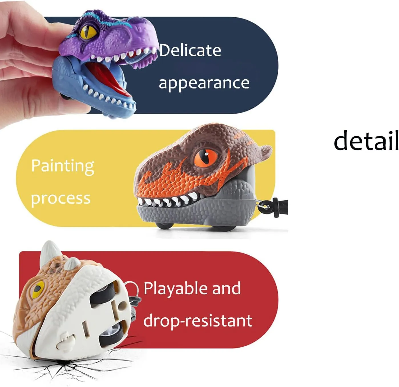 6 PCS Mini Dinosaur Toy Pull Back Cars, Dinosaur Keychain Toys Educational Toy (Velociraptor)