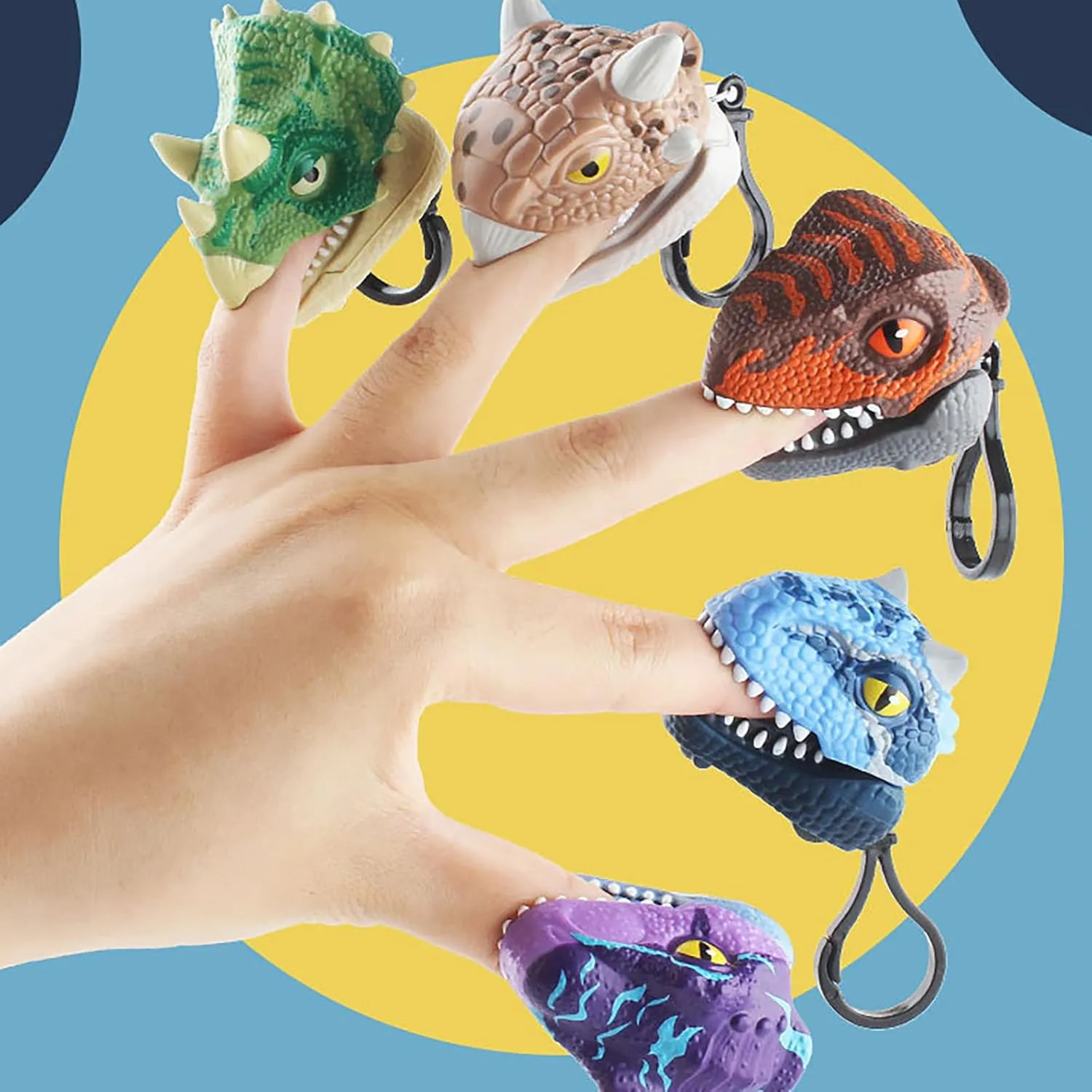 6 PCS Mini Dinosaur Toy Pull Back Cars, Dinosaur Keychain Toys Educational Toy (Velociraptor)