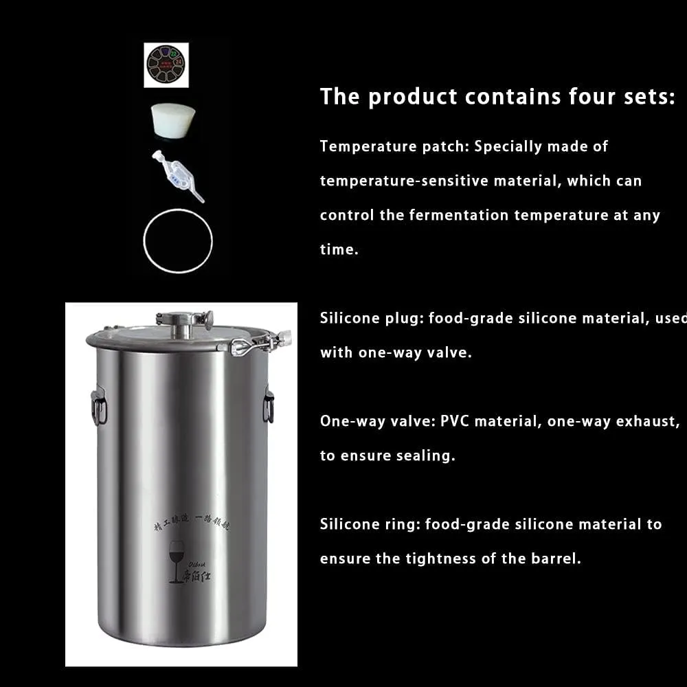 60L 304/316 New stainless steel fermentation barrel wine barrel fermenter self-brewed wine sealed barrel wine making equipment (316 without tap)