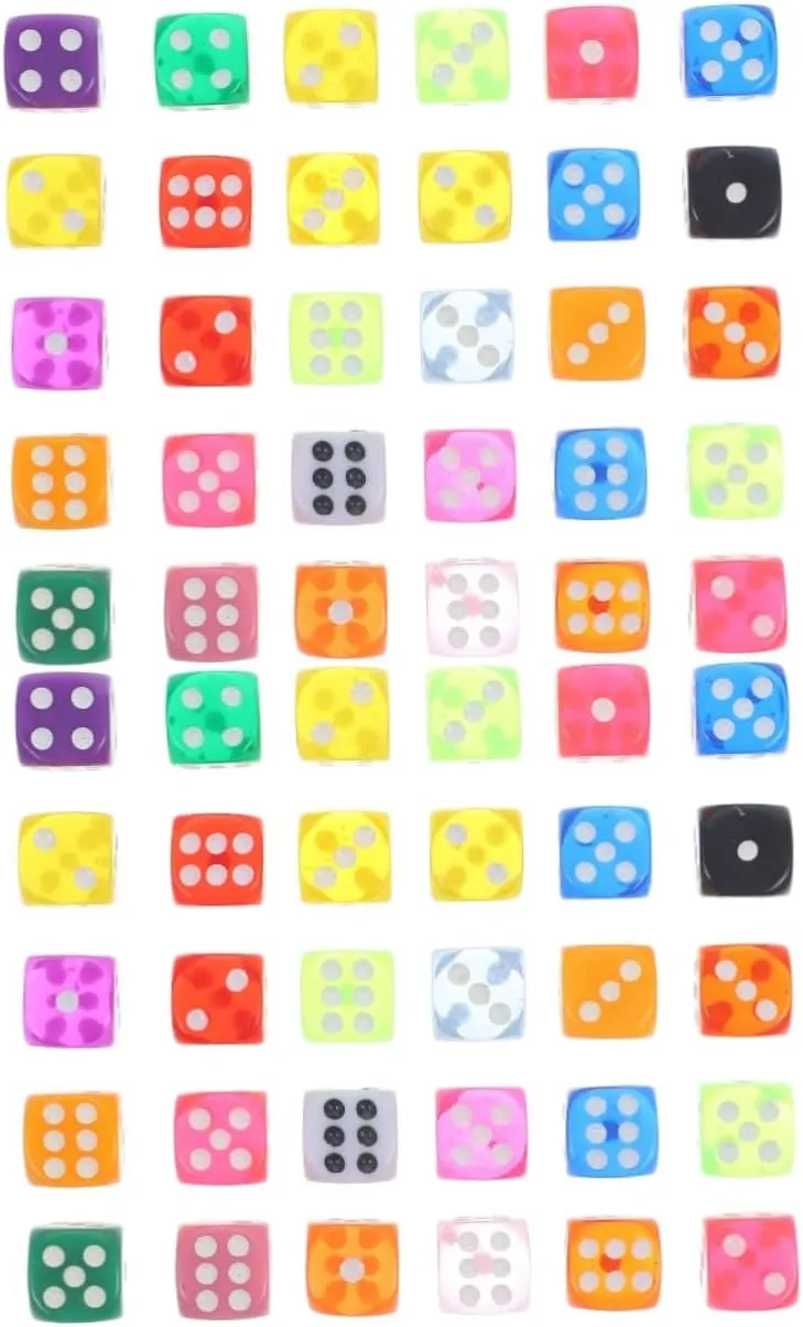 60pcs Translucent Resin Multi-Sided Dice for Board Games Game Props for Parties and Gatherings Lightweight and Portable Dice