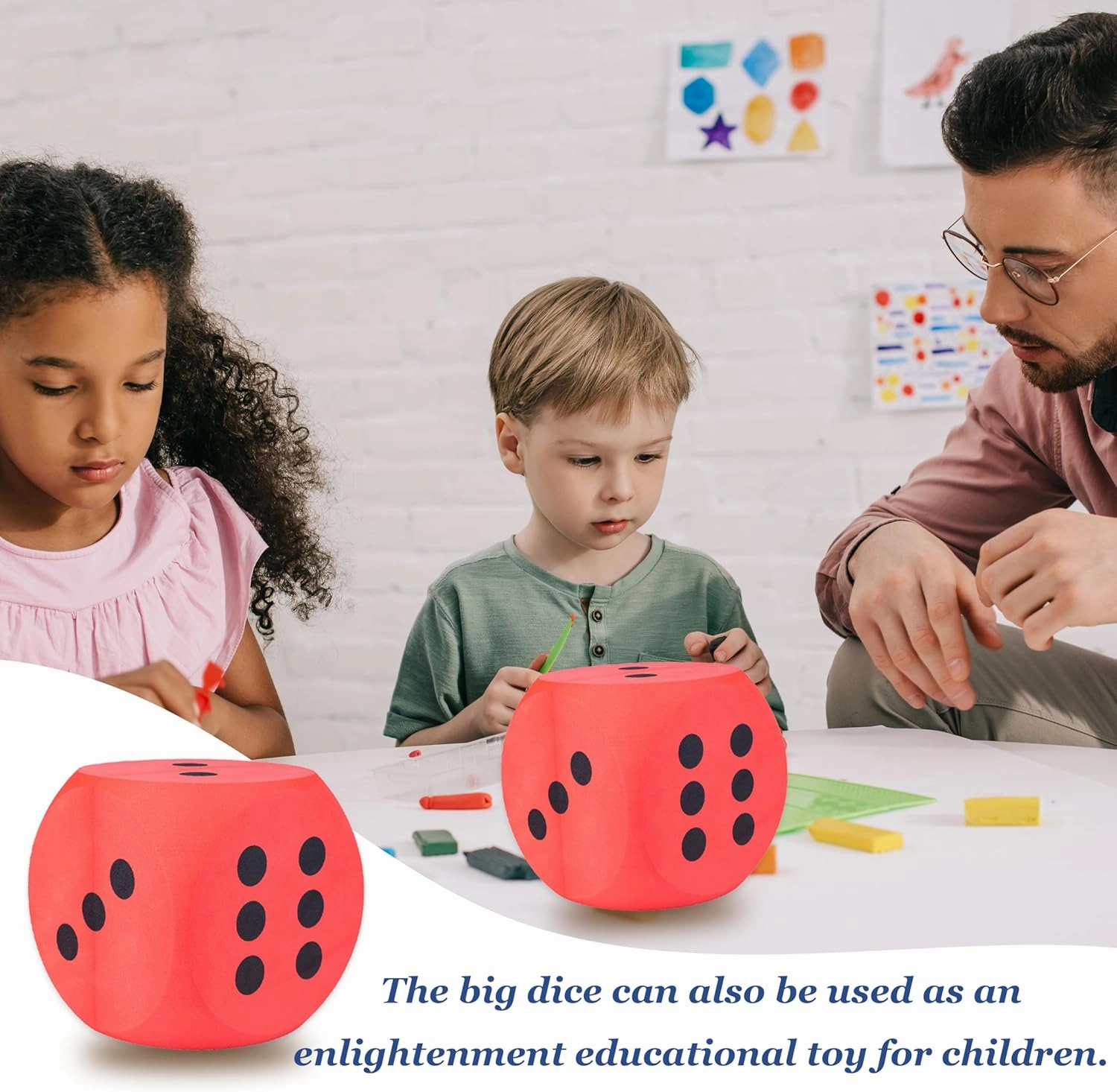 6 Inches Foam Dice,EVA Large Dice Educational Toy,Blank Slate Board Game Jumbo Dice to Get Your Lucky Numbers,Anxiety Relieve Dice for Parties and Gifts(Red)