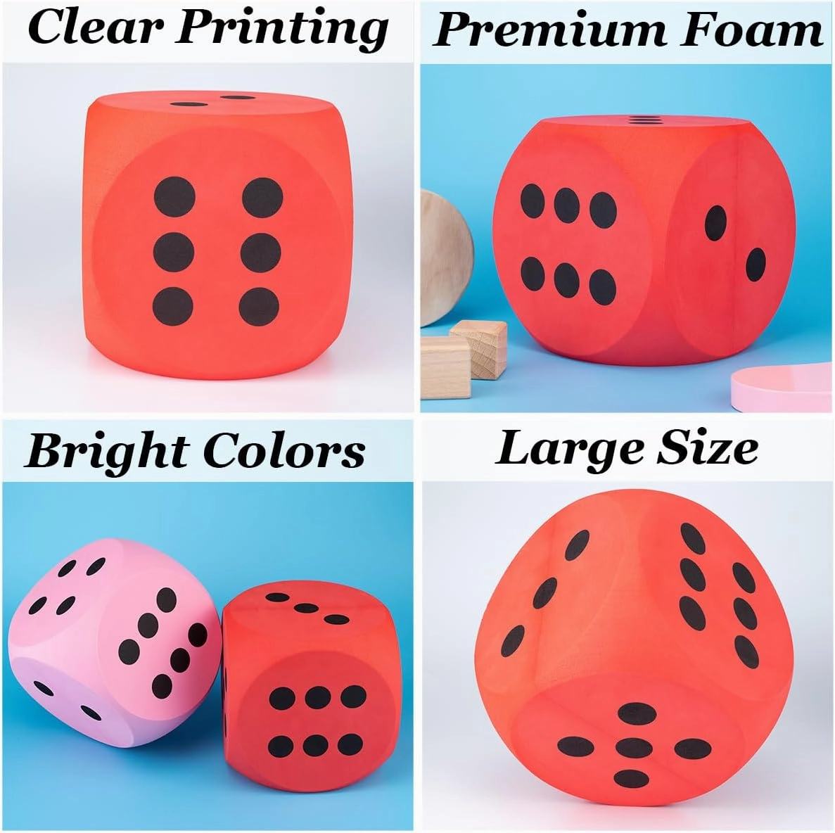 6 Inches Foam Dice,EVA Large Dice Educational Toy,Blank Slate Board Game Jumbo Dice to Get Your Lucky Numbers,Anxiety Relieve Dice for Parties and Gifts(Red)