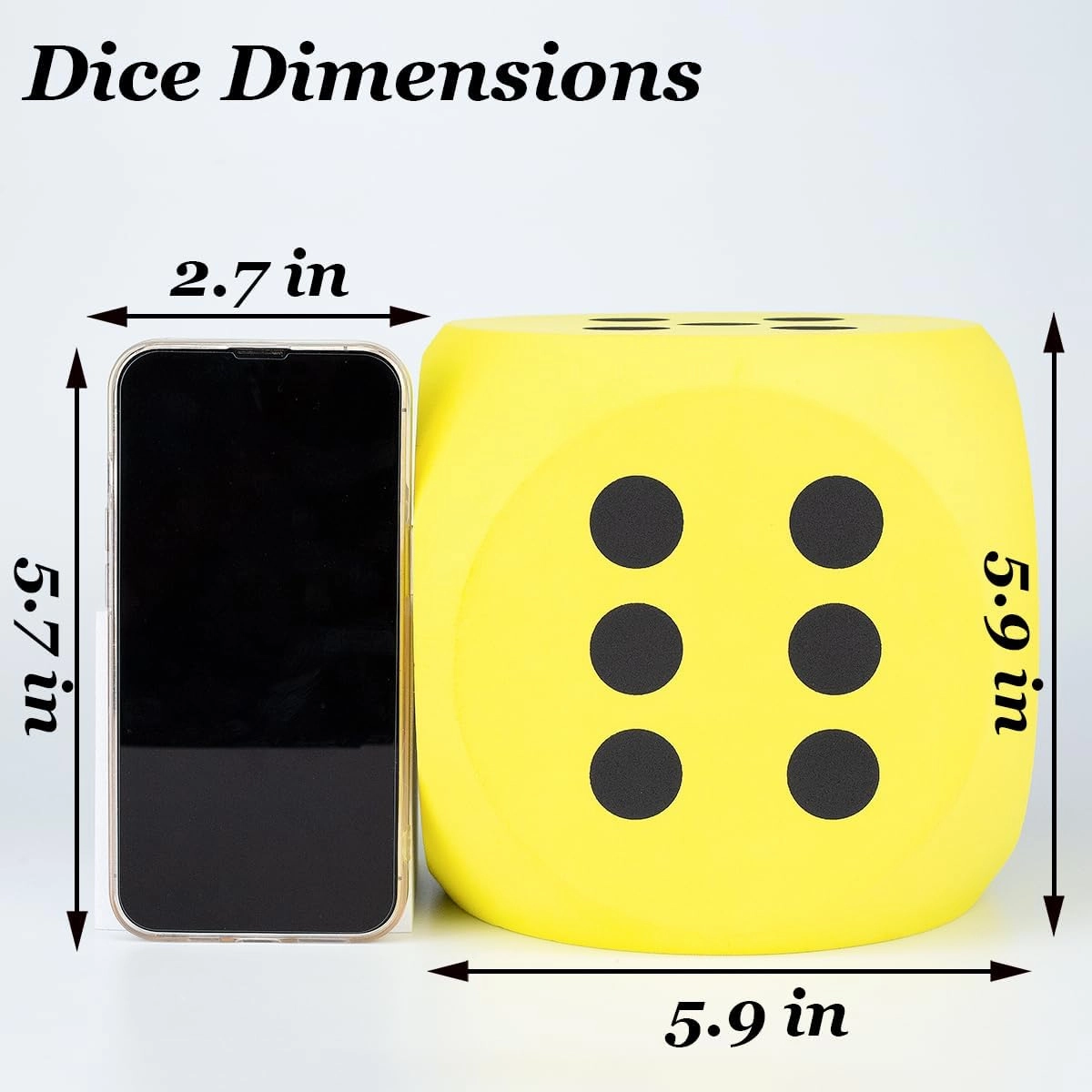 6 Inches Foam Dice,EVA Large Dice Educational Toy,Blank Slate Board Game Jumbo Dice to Get Your Lucky Numbers for Parties and Gifts(Yellow)