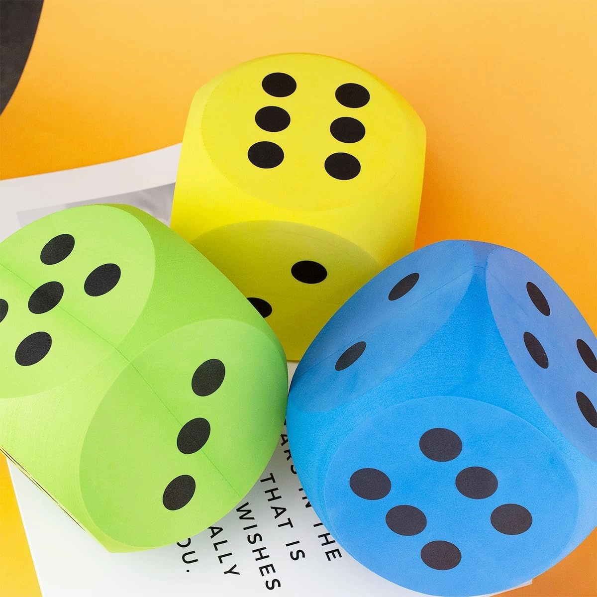 6 Inches Foam Dice,EVA Large Dice Educational Toy,Blank Slate Board Game Jumbo Dice to Get Your Lucky Numbers for Parties and Gifts(Yellow)