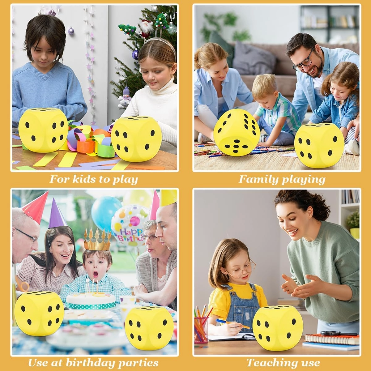 6 Inches Foam Dice,EVA Large Dice Educational Toy,Blank Slate Board Game Jumbo Dice to Get Your Lucky Numbers for Parties and Gifts(Yellow)