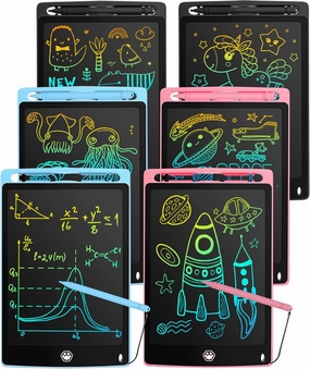 6 Pack LCD Writing Tablet, 8.5 Inch Writing Tablet for Kids, Colorful Screen Doodle Board Drawing Tablet, Digital Drawing Pad, Learning Educational Toys for Girls Boys, Pink*2 Blue*2 Black*2