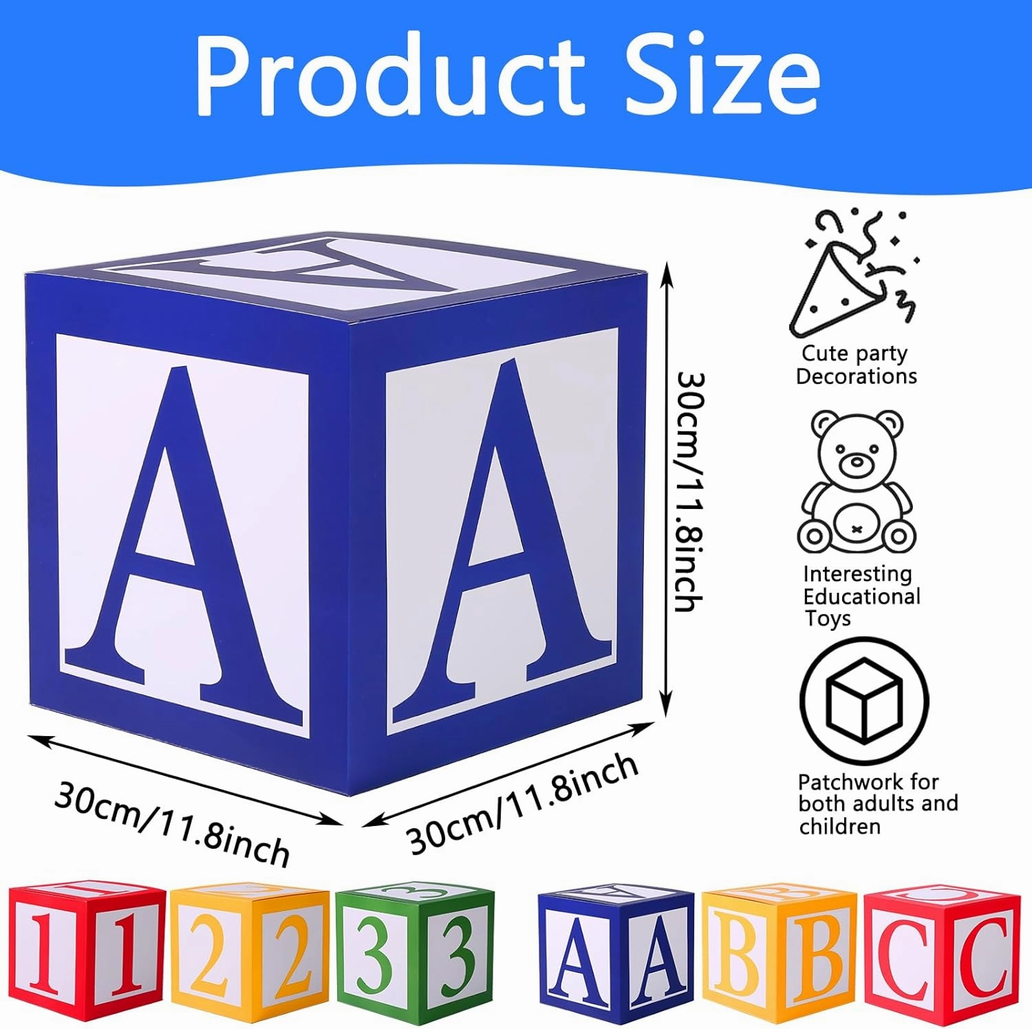 6 pcs ABC and 123 Friend Street Balloon Boxes,ABC Alphabet Graduation Back to School Party Favor, Story Birthday Party Decor Celebration Baby Shower Inspired Balloon Cardboard Box (ABC123)