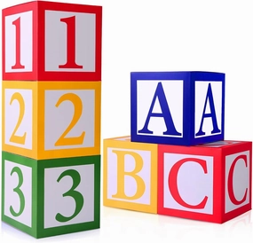6 pcs ABC and 123 Friend Street Balloon Boxes,ABC Alphabet Graduation Back to School Party Favor, Story Birthday Party Decor Celebration Baby Shower Inspired Balloon Cardboard Box (ABC123)