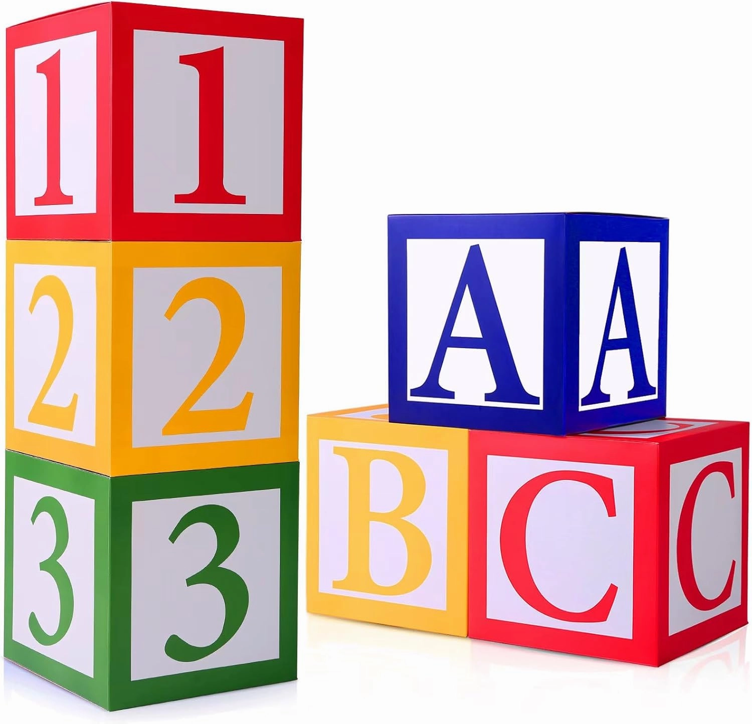 6 pcs ABC and 123 Friend Street Balloon Boxes,ABC Alphabet Graduation Back to School Party Favor, Story Birthday Party Decor Celebration Baby Shower Inspired Balloon Cardboard Box (ABC123)