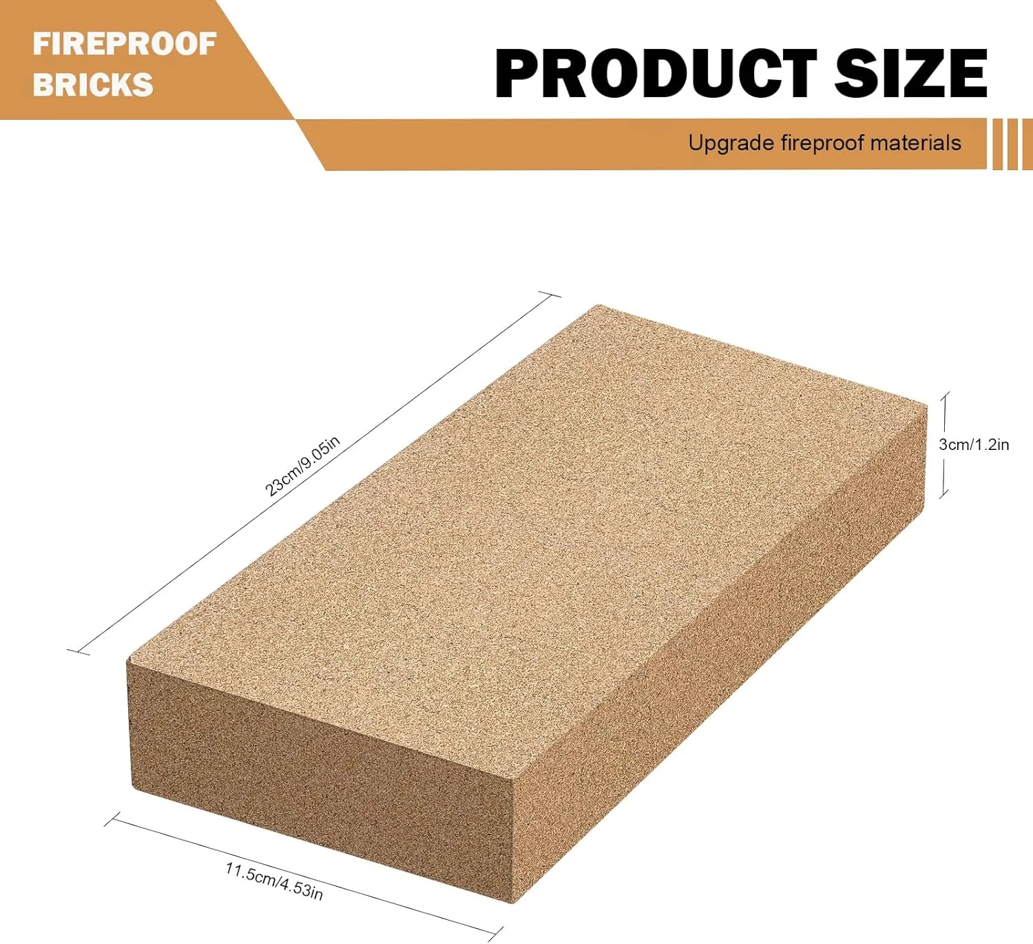 6PCS Fire Brick, Fire Bricks for Wood Stove, Size 9" X 4-1/2" X 1-1/4", Wood