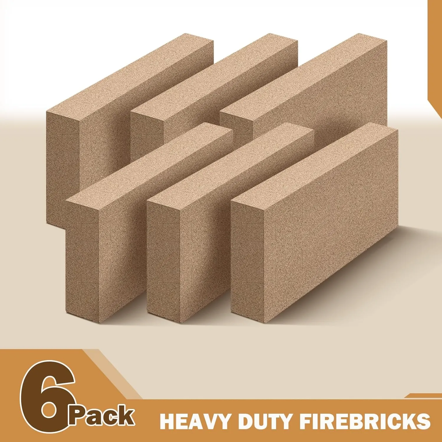 6PCS Fire Brick, Fire Bricks for Wood Stove, Size 9" X 4-1/2" X 1-1/4", Wood