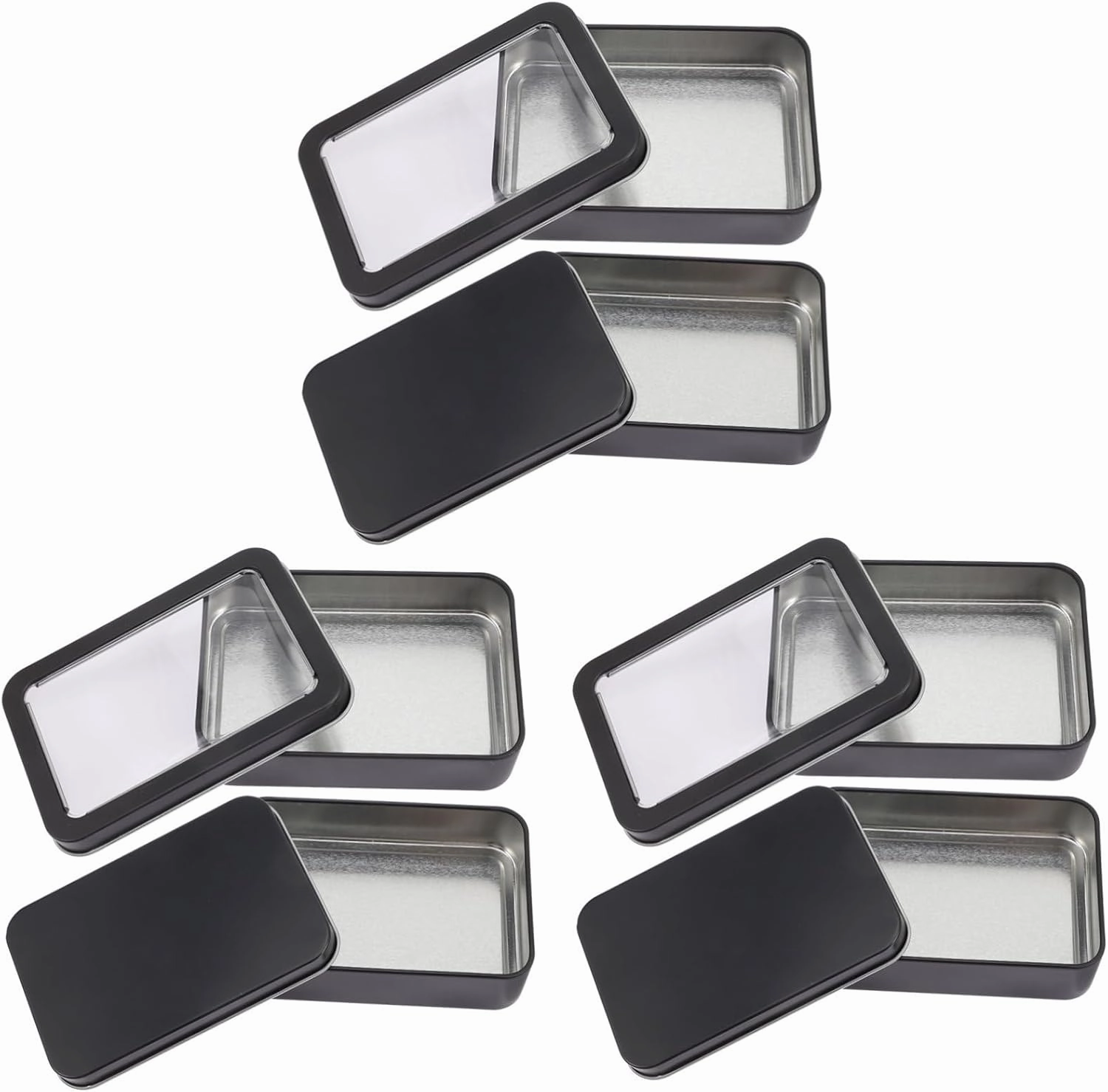 6Pcs Tinplate Card Deck Storage Box with Window Design and Lightweight Gaming Cards Case Design for Home Supplies and Organization
