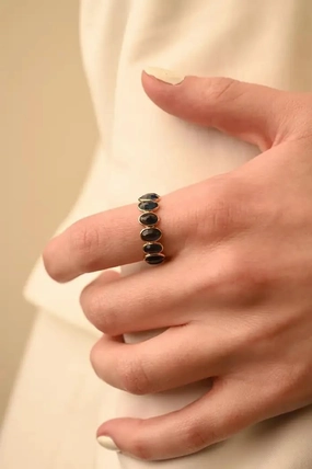 7.8Cts Continual Oval Blue Sapphire Eternity Band Ring in 18k Solid Yellow Gold- Engagement Promise Ring- September Birthstone Ring Gift