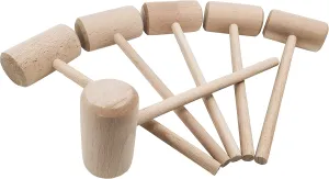 8-Inch Large Wooden Crab Lobster Mallet, Seafood Hammers Shellfish Mallets, Wooden Hammer for Chocolate, Hammer Golf Tees, Breakable Heart Hammer, Natural Hard Beechwood (6 Pcs)