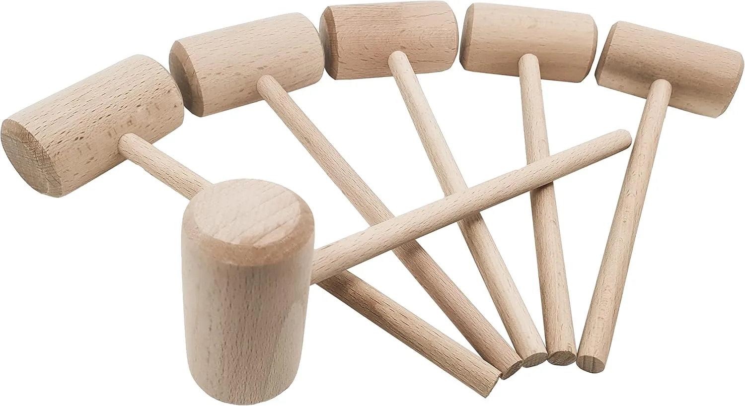 8-Inch Large Wooden Crab Lobster Mallet, Seafood Hammers Shellfish Mallets, Wooden Hammer for Chocolate, Hammer Golf Tees, Breakable Heart Hammer, Natural Hard Beechwood (6 Pcs)