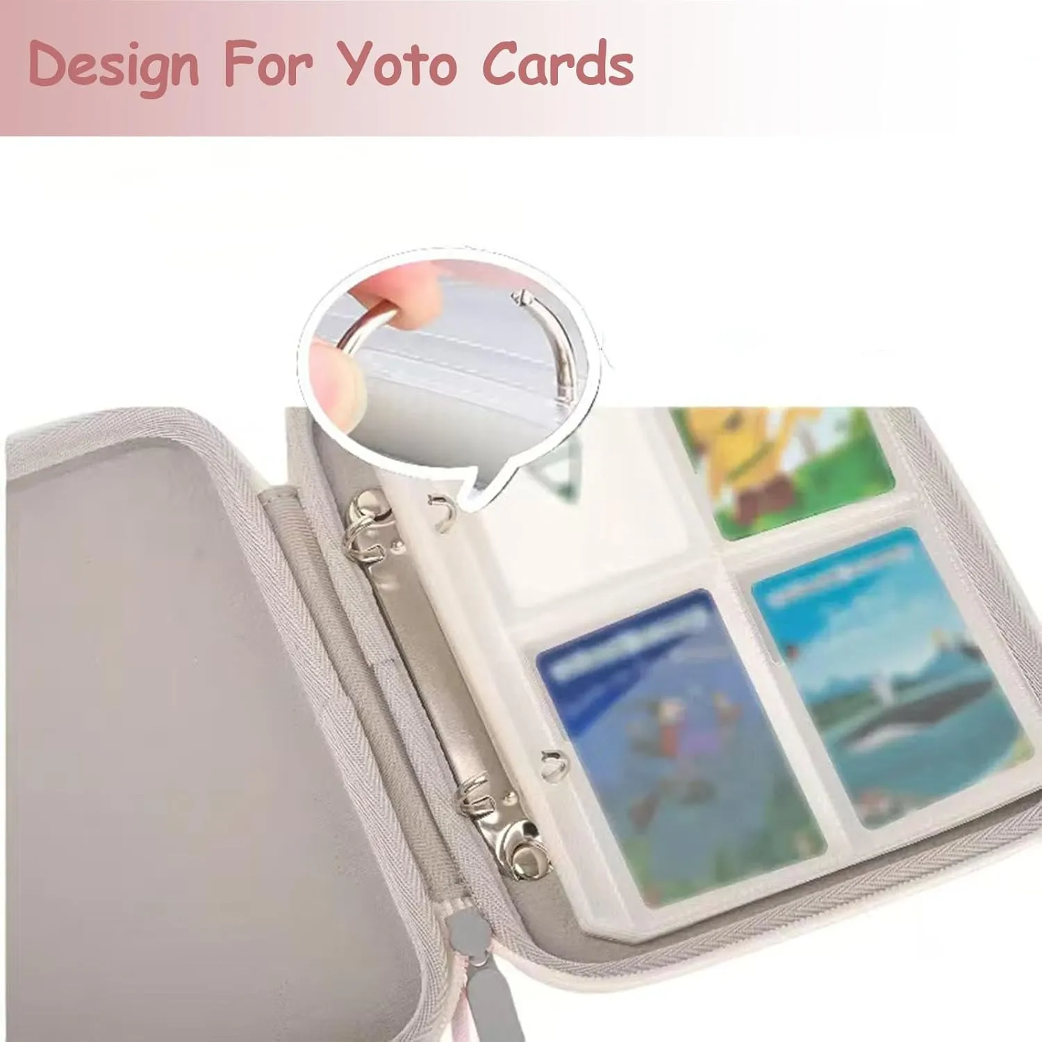 80 Pocket Card Case for Yoto Cards,Card Binder Holder for Yoto Cards with 10 Removable Sleeves for Travel (Pink)