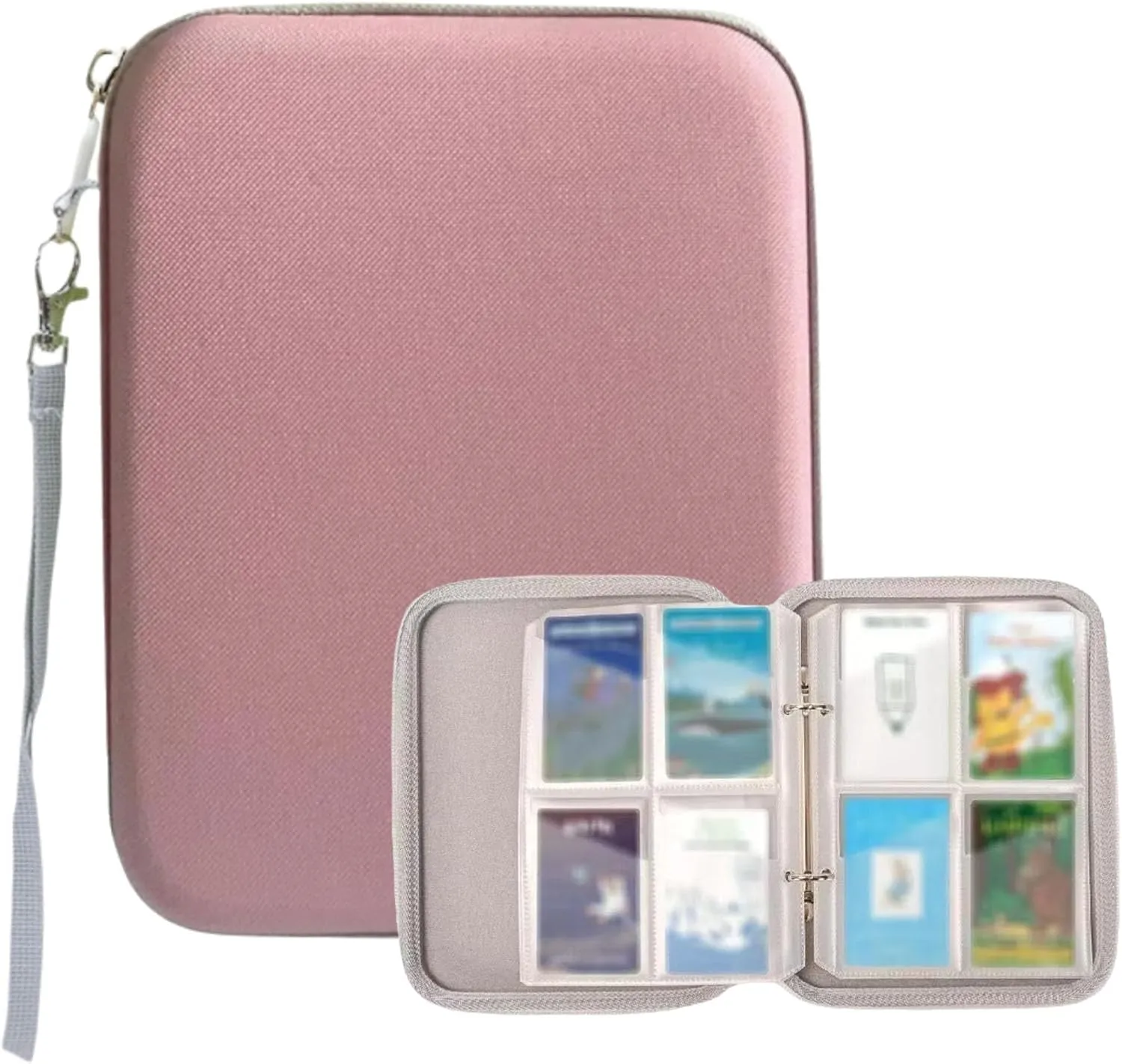 80 Pocket Card Case for Yoto Cards,Card Binder Holder for Yoto Cards with 10 Removable Sleeves for Travel (Pink)
