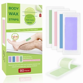 80 PCS Body wax strips for hair removal.Waxing Strips.wax strips for men.waxing strips at Home of All Skin Types Contains 40 Double-Sided   10 calming oil wipes