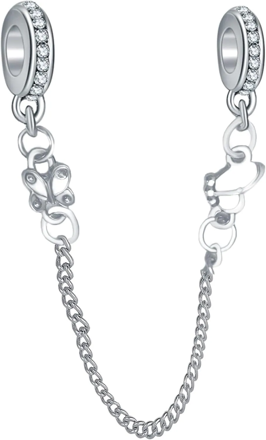 9 Pack Silver Spacer Beads Charms fit Pandora Bracelet CZ Pendant Set