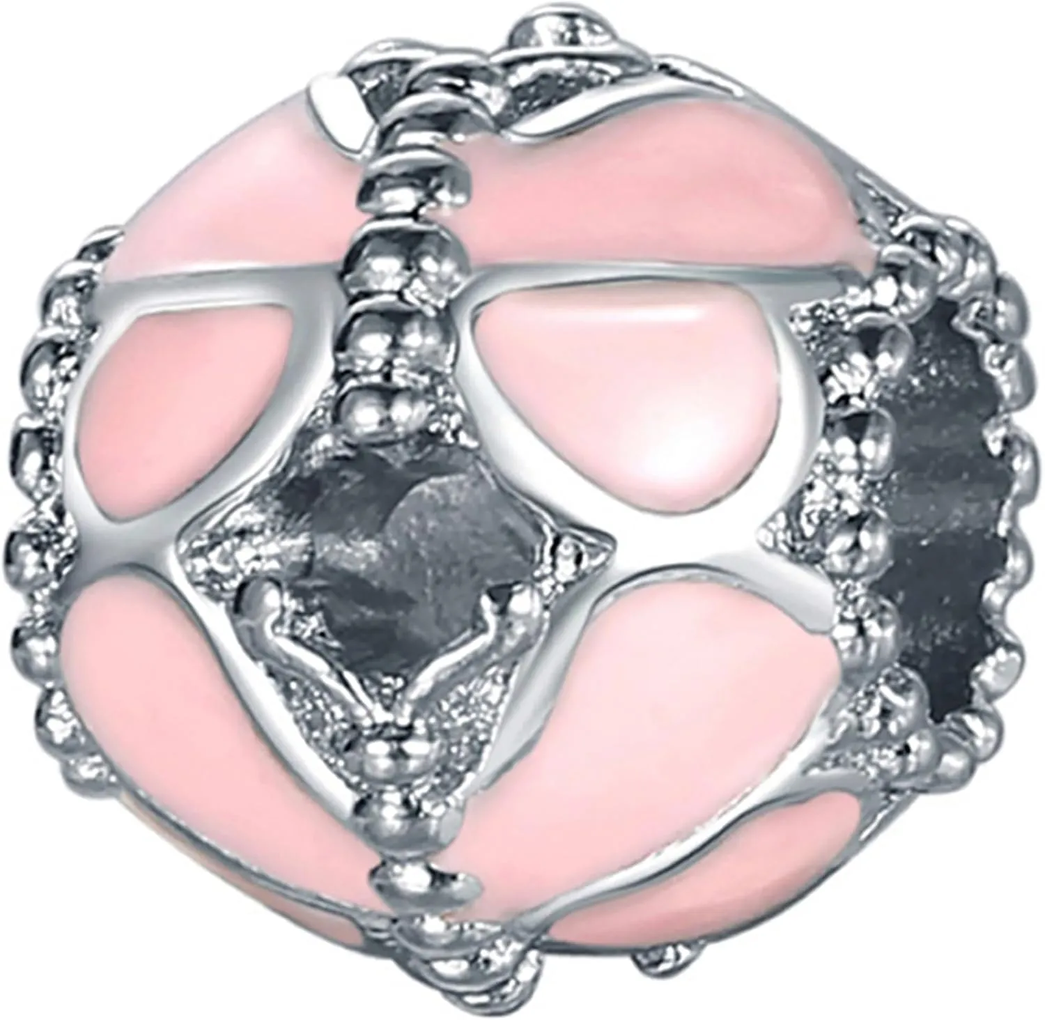 9 Pack Silver Spacer Beads Charms fit Pandora Bracelet CZ Pendant Set
