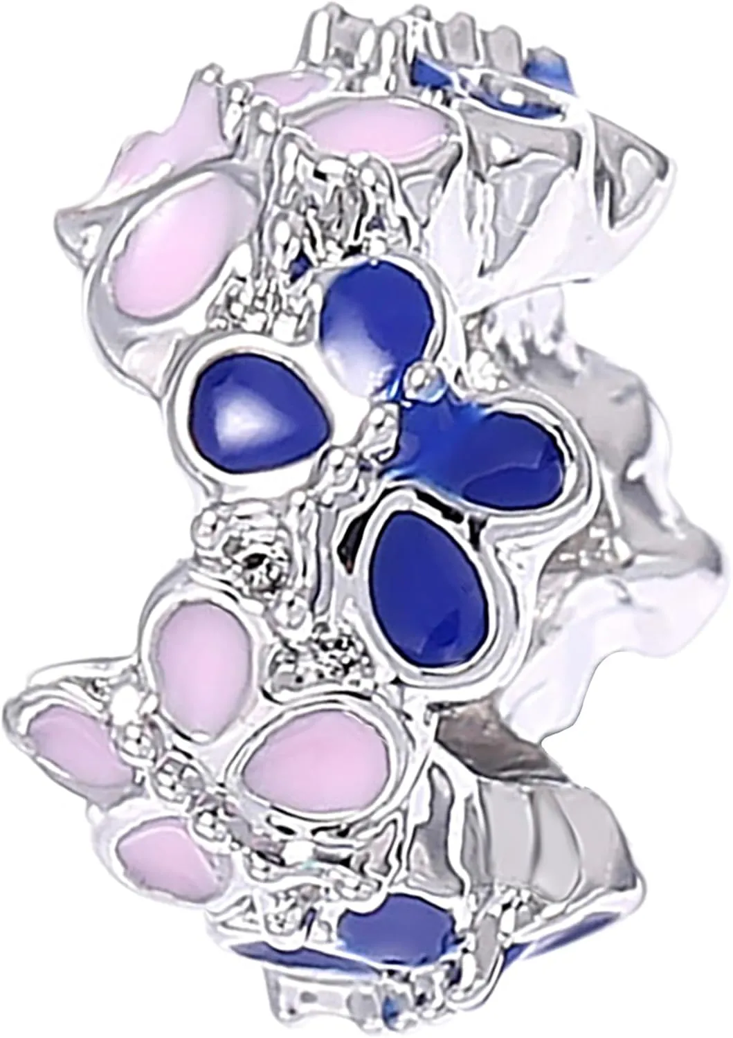 9 Pack Silver Spacer Beads Charms fit Pandora Bracelet CZ Pendant Set
