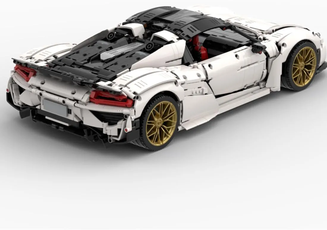 918 Sports Car Tech Building Blocks Set, Authentically Detailed Build and Display Model for Home or Office Décor (3981PCS/White)