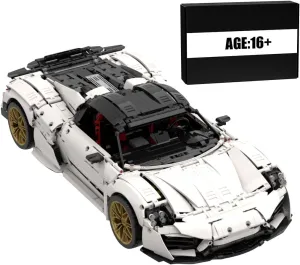 918 Sports Car Tech Building Blocks Set, Authentically Detailed Build and Display Model for Home or Office Décor (3981PCS/White)
