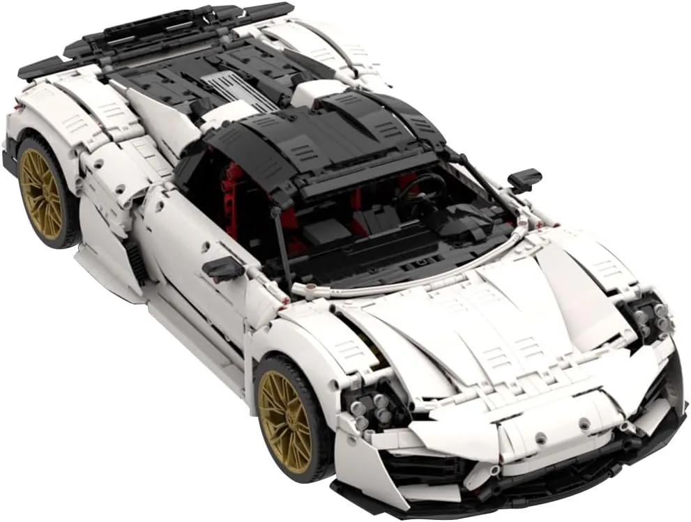 918 Sports Car Tech Building Blocks Set, Authentically Detailed Build and Display Model for Home or Office Décor (3981PCS/White)