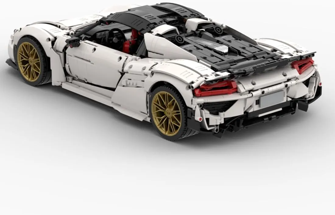 918 Sports Car Tech Building Blocks Set, Authentically Detailed Build and Display Model for Home or Office Décor (3981PCS/White)