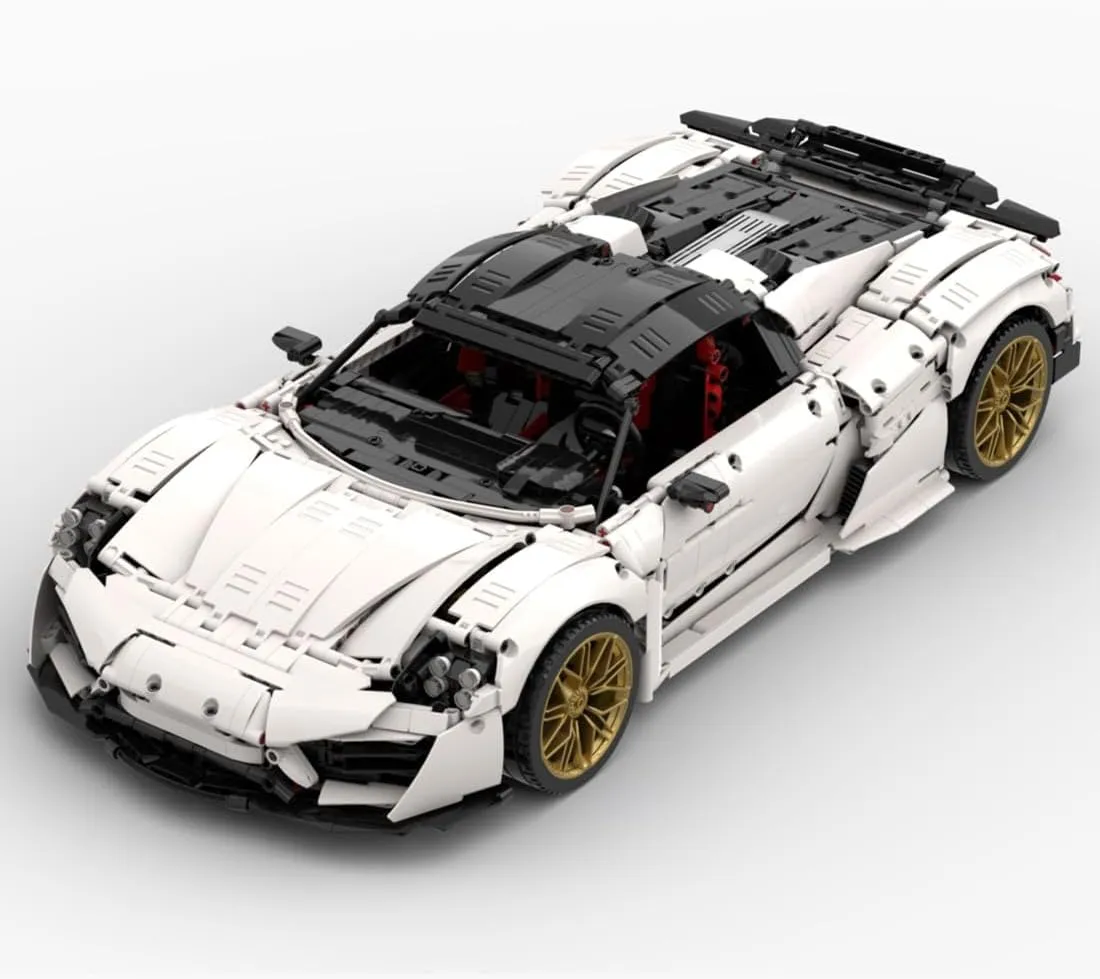 918 Sports Car Tech Building Blocks Set, Authentically Detailed Build and Display Model for Home or Office Décor (3981PCS/White)