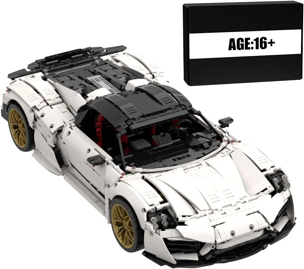 918 Sports Car Tech Building Blocks Set, Authentically Detailed Build and Display Model for Home or Office Décor (3981PCS/White)