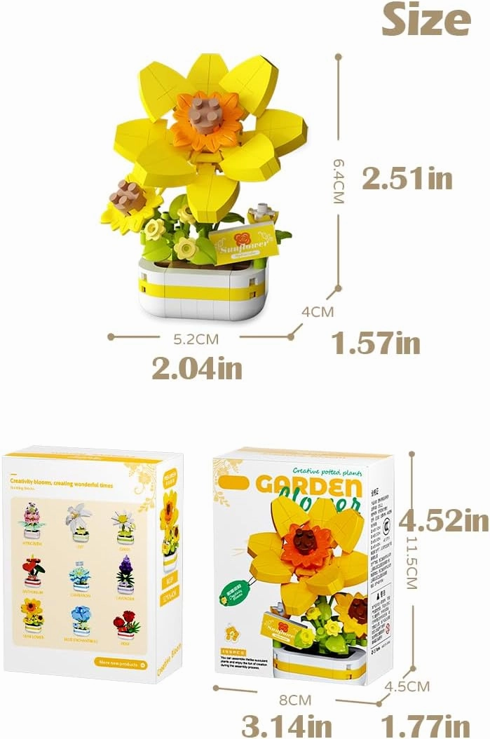 9 Set Potted Plant Building Blocks Set - DIY Bonsai Flower Toy for Home Decor, Creative Desktop Botanical Construction Kit for Kids and Adults