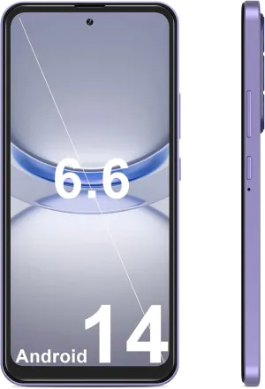 A1 | 4G | Android Phone | 6.6 Inch Screen | Face Unlocked Phones | Unlocked for T-Mobile | 32GB Android 14 | 4000mAh Cell Phone | Octa-Core Dual SIM | 2025 | Purple