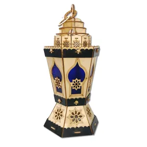 AA120 Ramadan Decor Hexagonal Laser Cut LED Lantern with Multi-Colored Flashing Lights for Kids