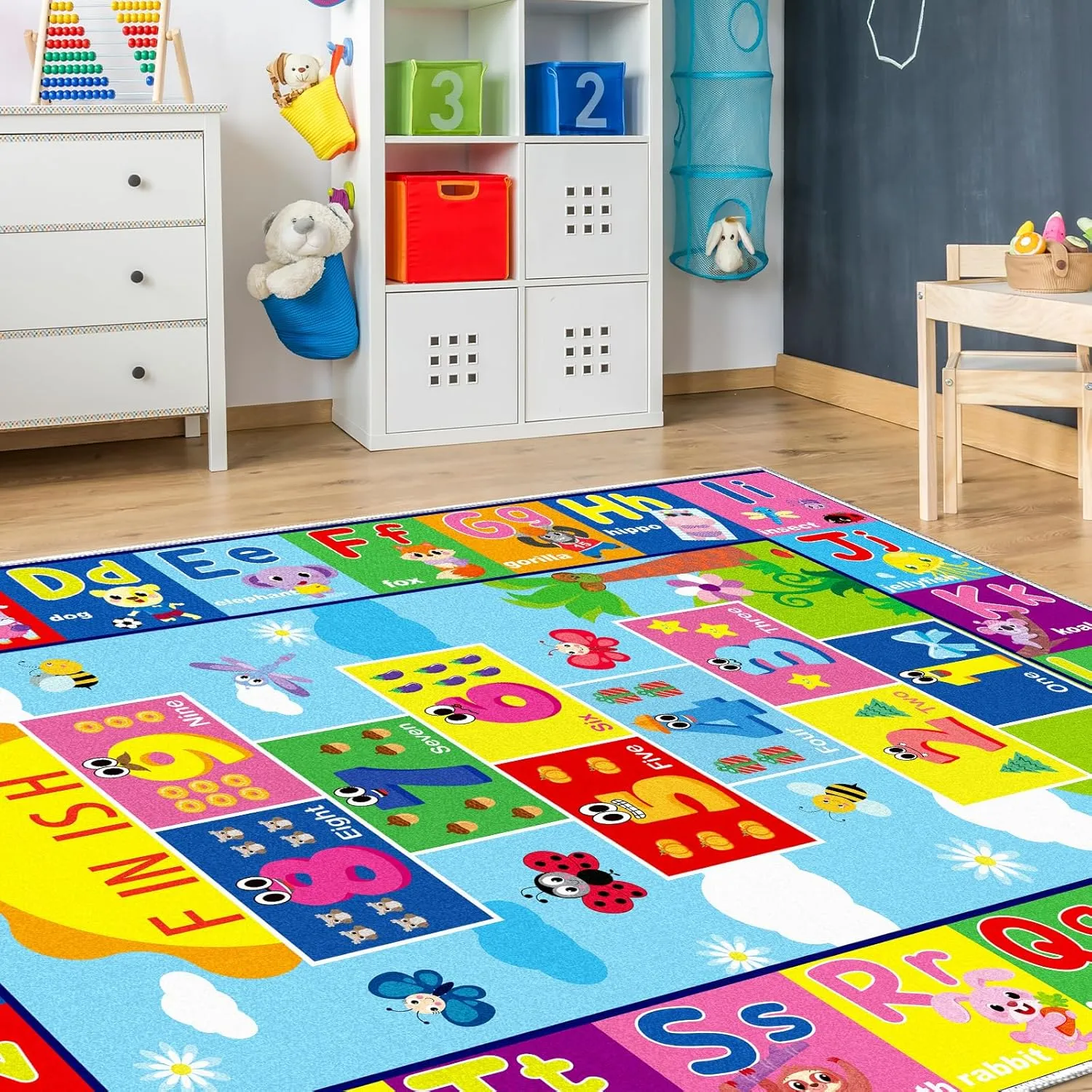 ABC Hopscotch Rug for Kids Playroom, Educational Learning and Fun Playroom Hopscotch Inside Rug, Non-Slip Game Carpet for Classroom Nursery Bedroom Decor (79 X 59 Inches)