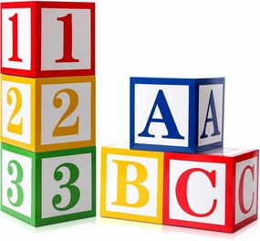 ABC 123 Building Blocks, 6-Piece Decorative Letter Blocks Set for Party Decoration, Baby Shower, Birthday, School Events