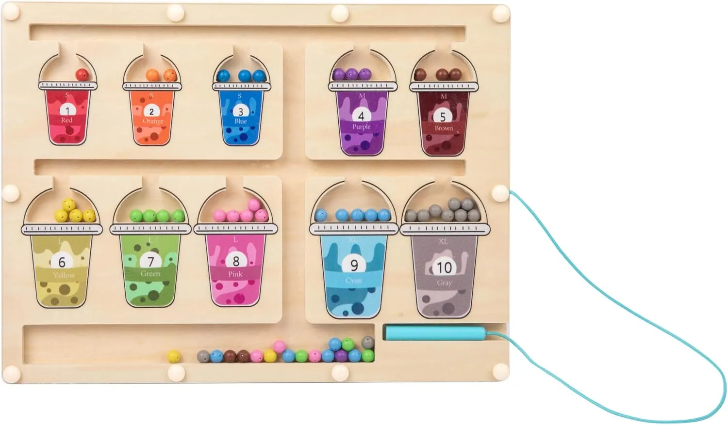Adena Montessori Magnetic Color & Number Maze - Montessori Wooden Color Matching Learning Counting Puzzle Board