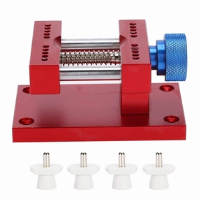 Adjustable Watch Case Holder,Watchmaker Repair Kit,Metal Watch Strap Remover Base Movement Repair Tool(Red)