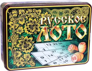 AEVVV Wood Russian Lotto in Metal Case with Russian Folk Patterns - Bingo Game Cards Set for Family
