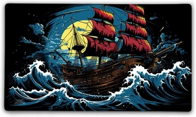Ahoy Matey Pirate TCG Playmat with Carry Bag, 14x24, 3mm Double Stitched Edge, Cloth Top, Neoprene Rubber Base, USA Made, only from Jank Mats!
