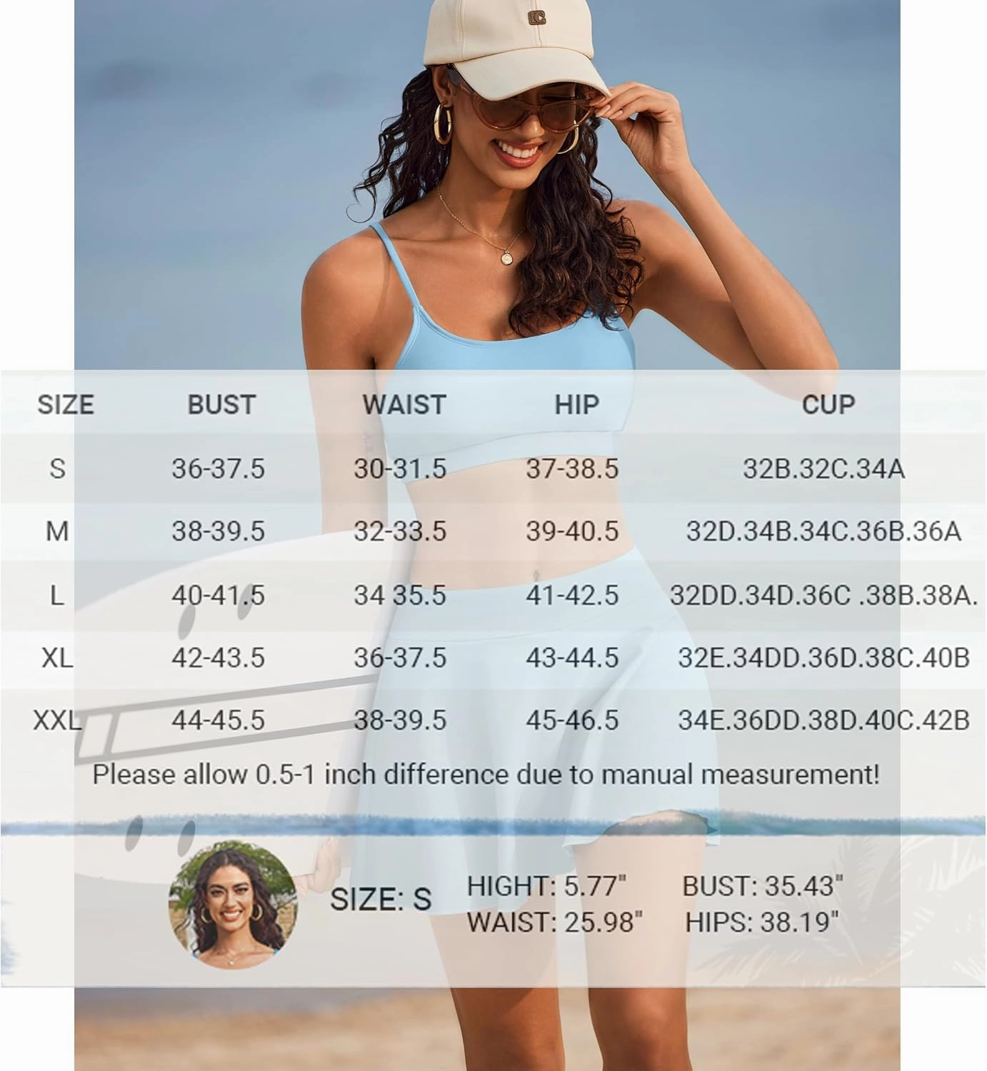 AI'MAGE High Waisted Bikini Sets Tummy Control Two Piece Swimsuit Scoop Neck Bathing Suit Sporty Padded with Skirt